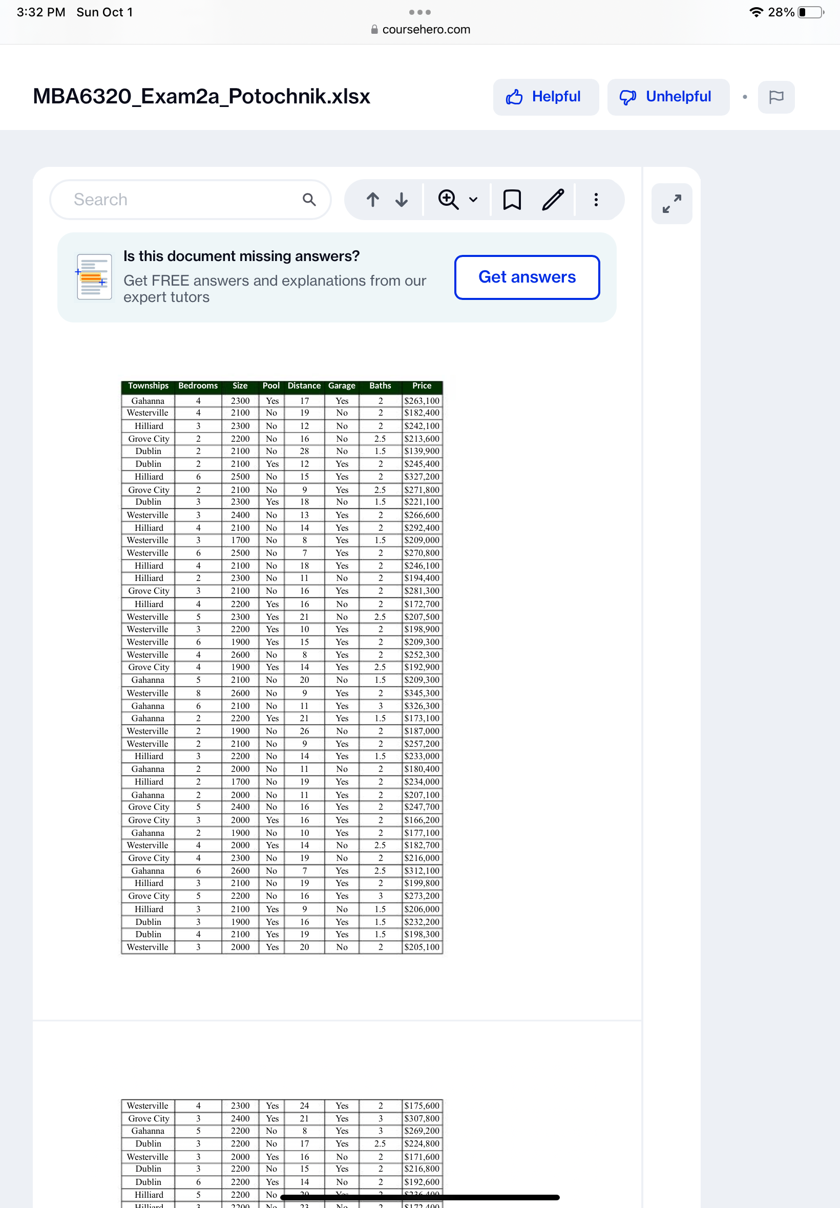 3:33 PM Sun Oct 1 . . . 28% coursehero.com