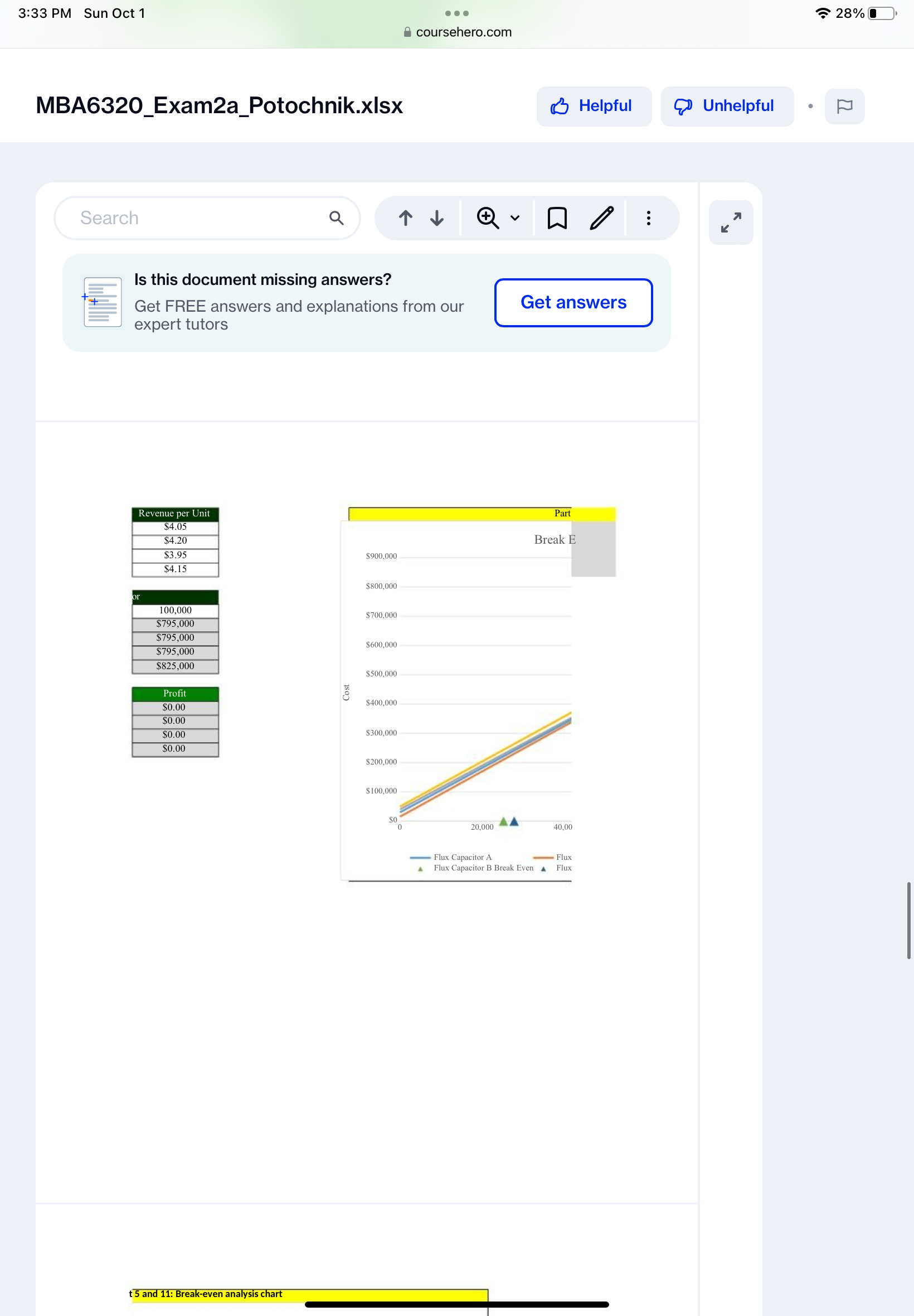 3:33 PM Sun Oct 1 . . . 28% coursehero.com