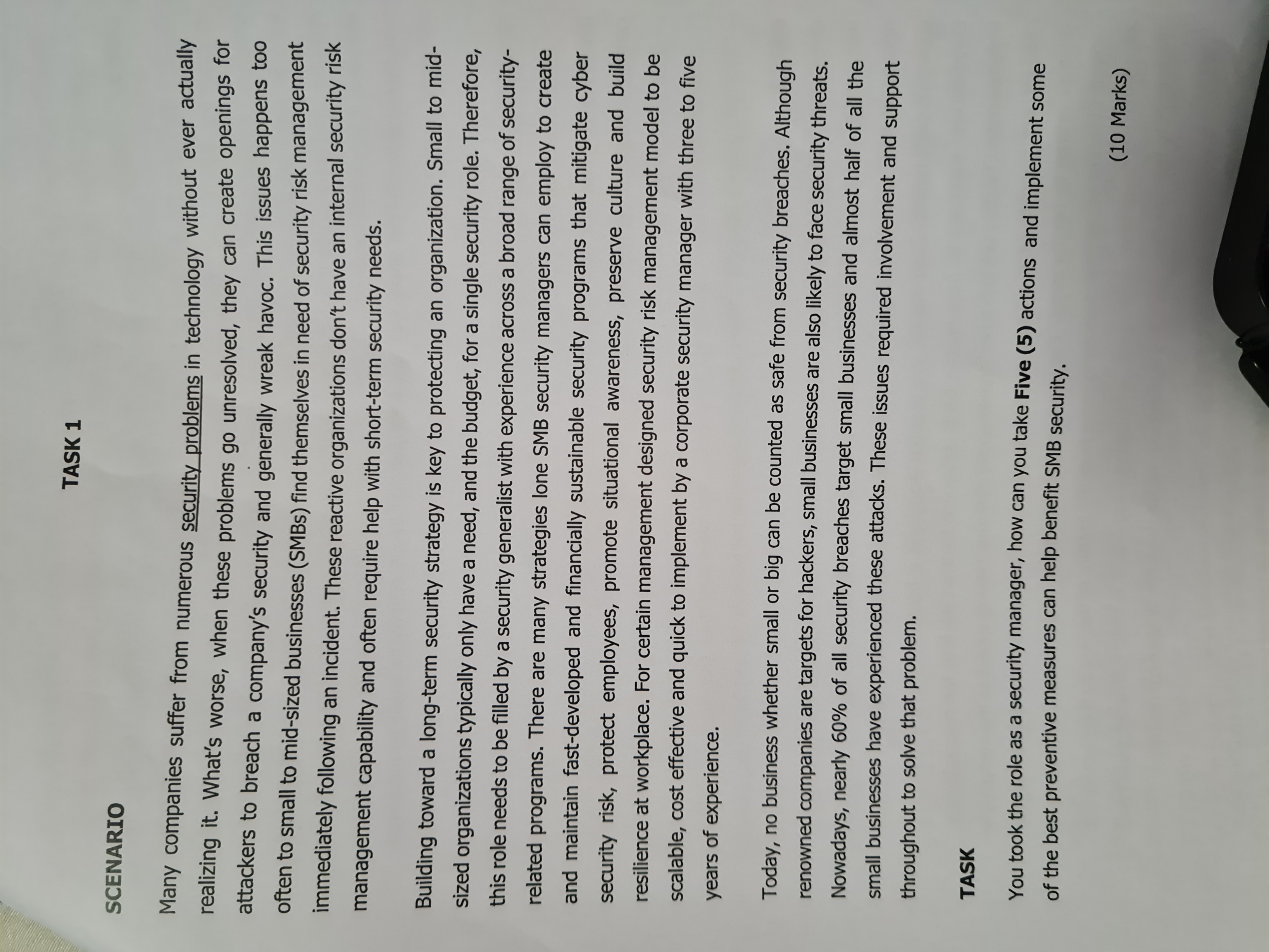 TASK 1 SCENARIO Many companies suffer from