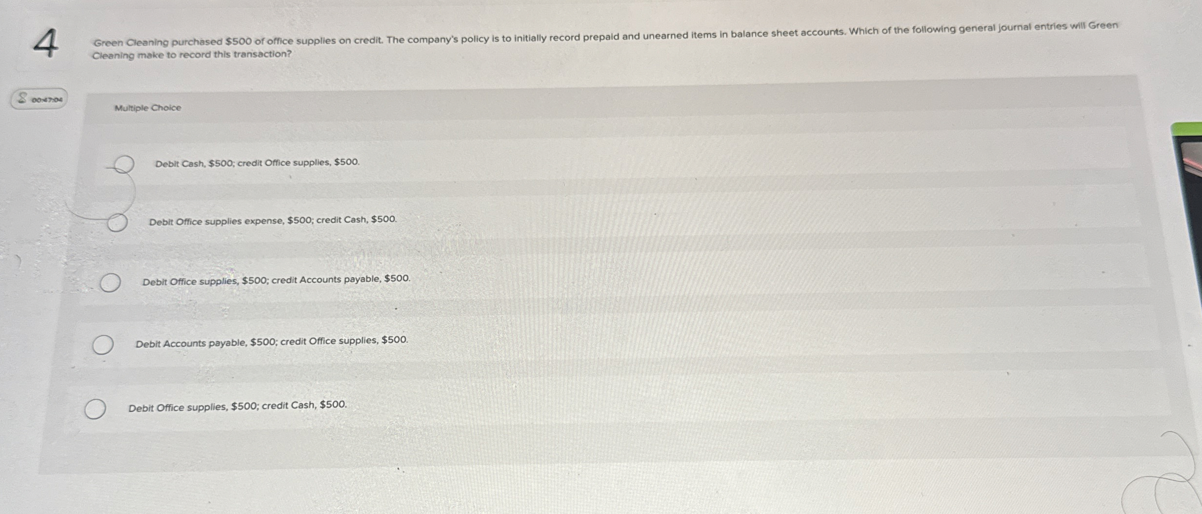4 Cleaning make to record this transaction? 0 0 <