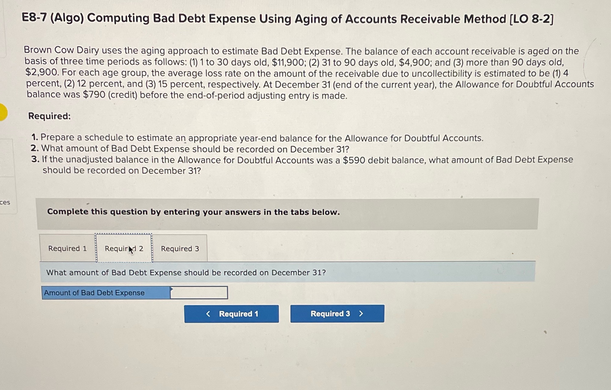 ES-'l (Algo) Computing Bad Debt Expense Using