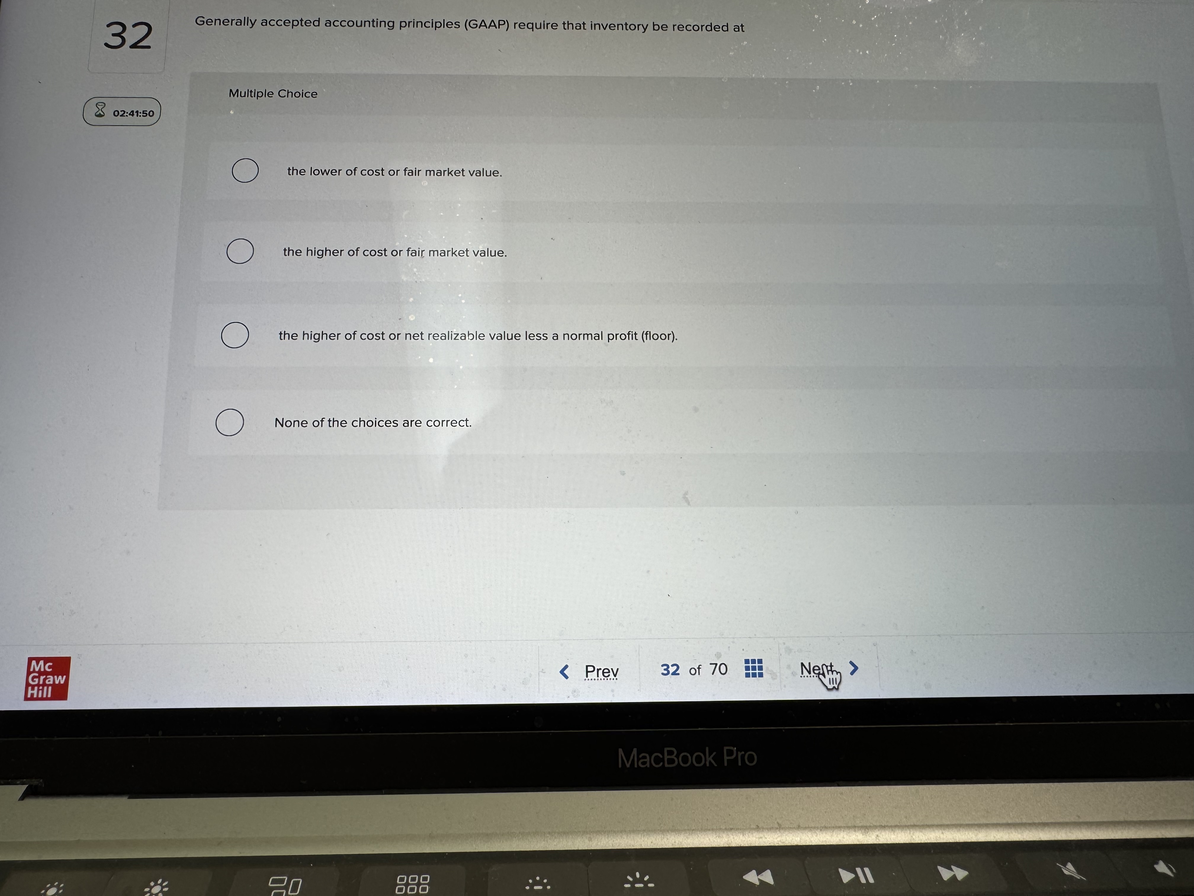Multiple Choicethe lower of cost or fair market
