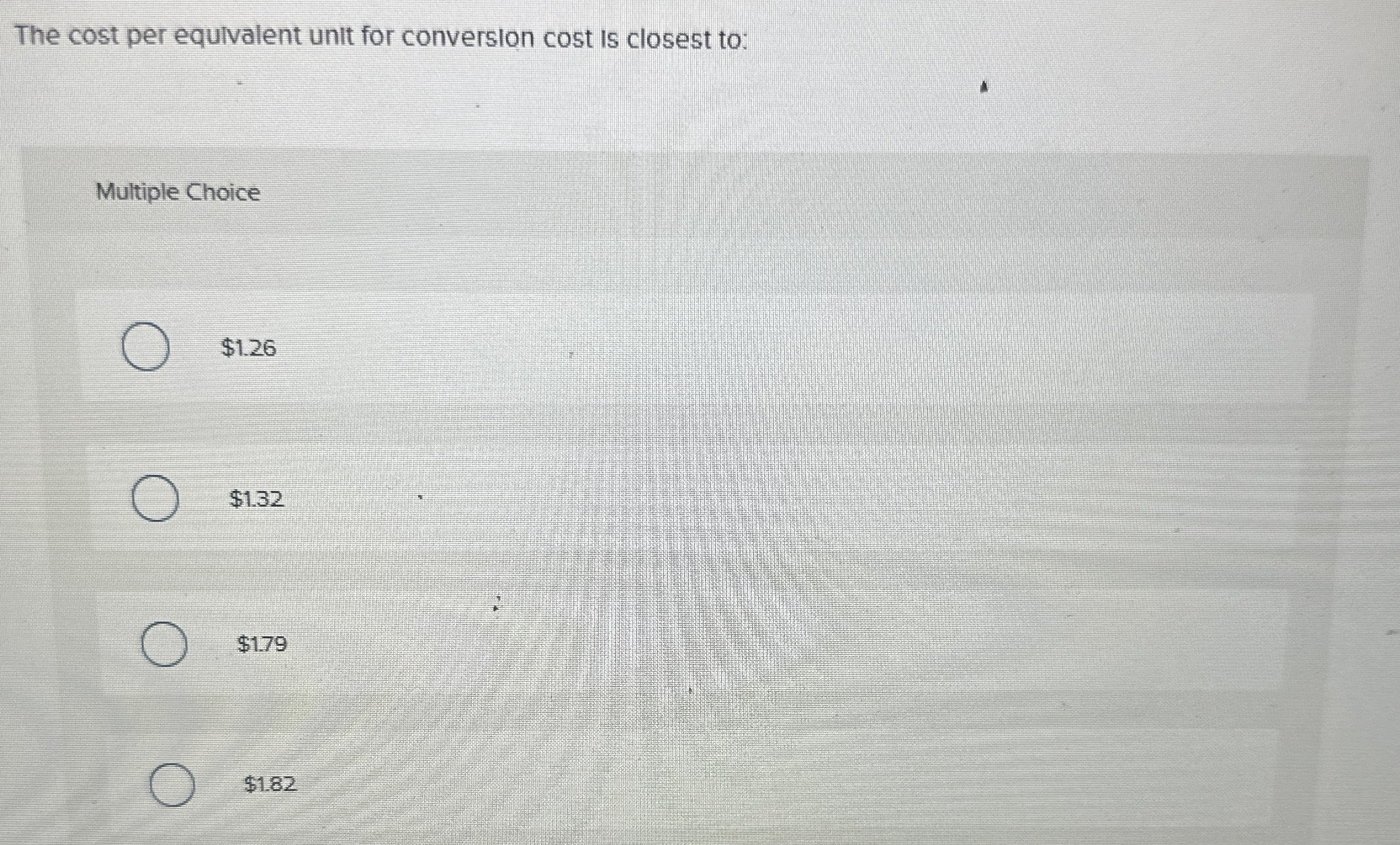The cost per equivalent unit for conversion cost