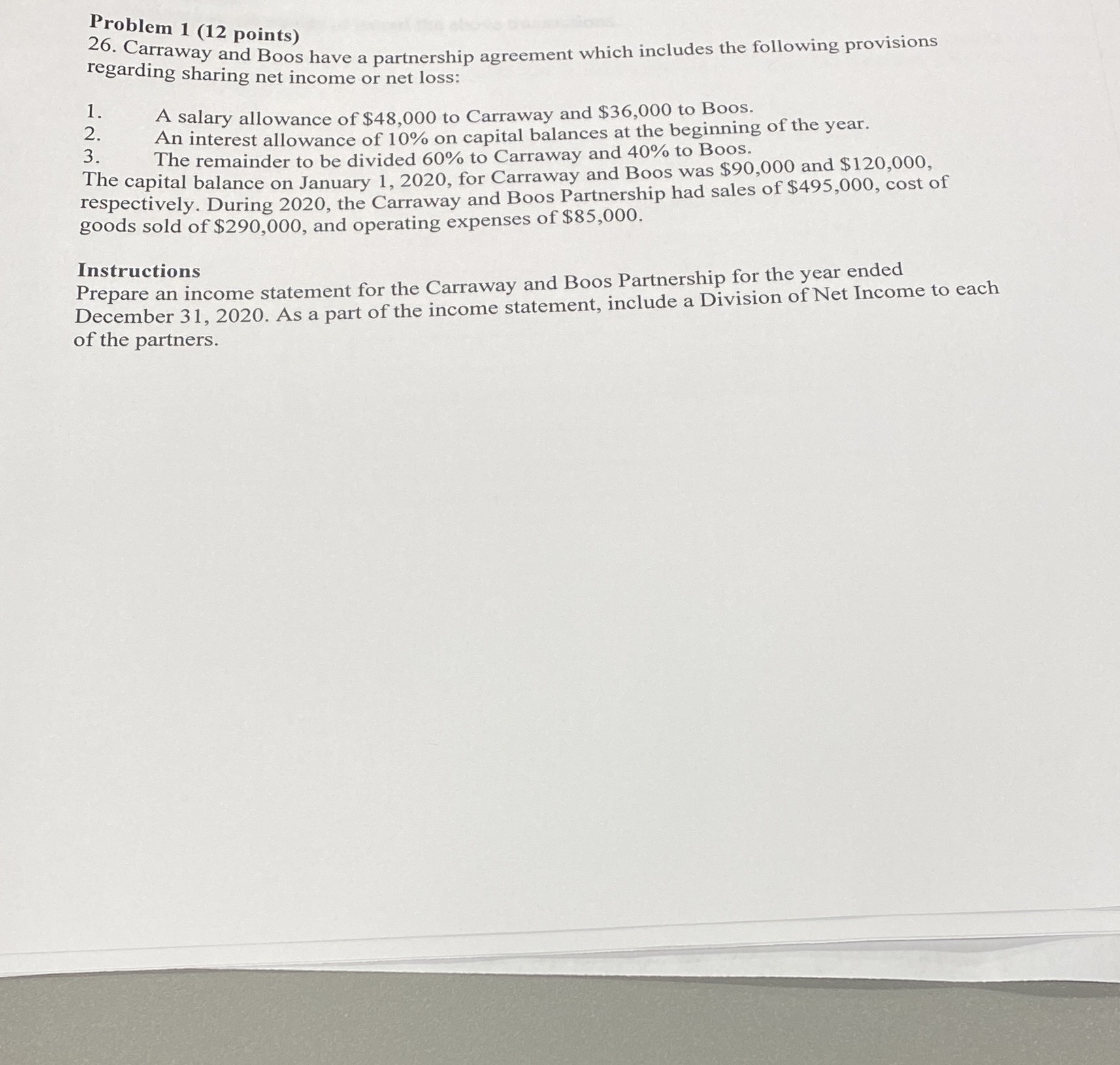 It's problem solve step by step Problem 1 (12