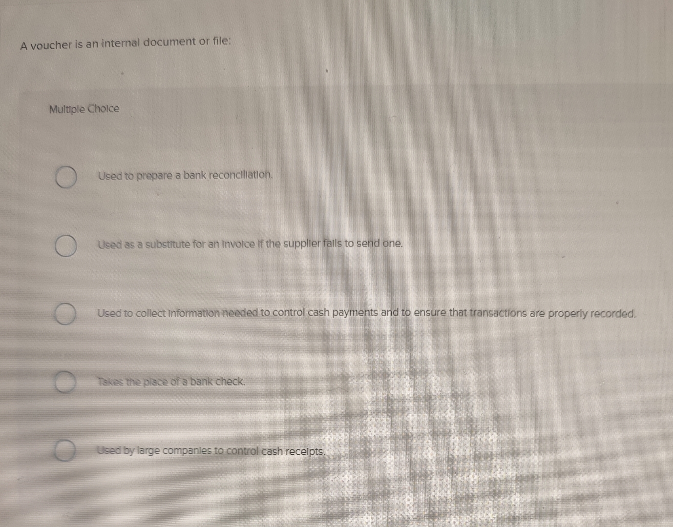 A voucher is an internal document or file: