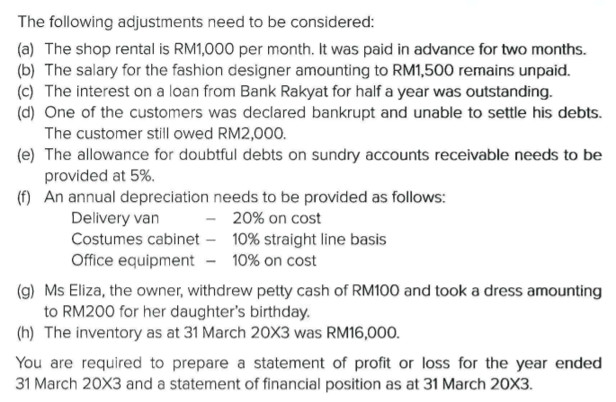 5. The following trial balance was extracted from