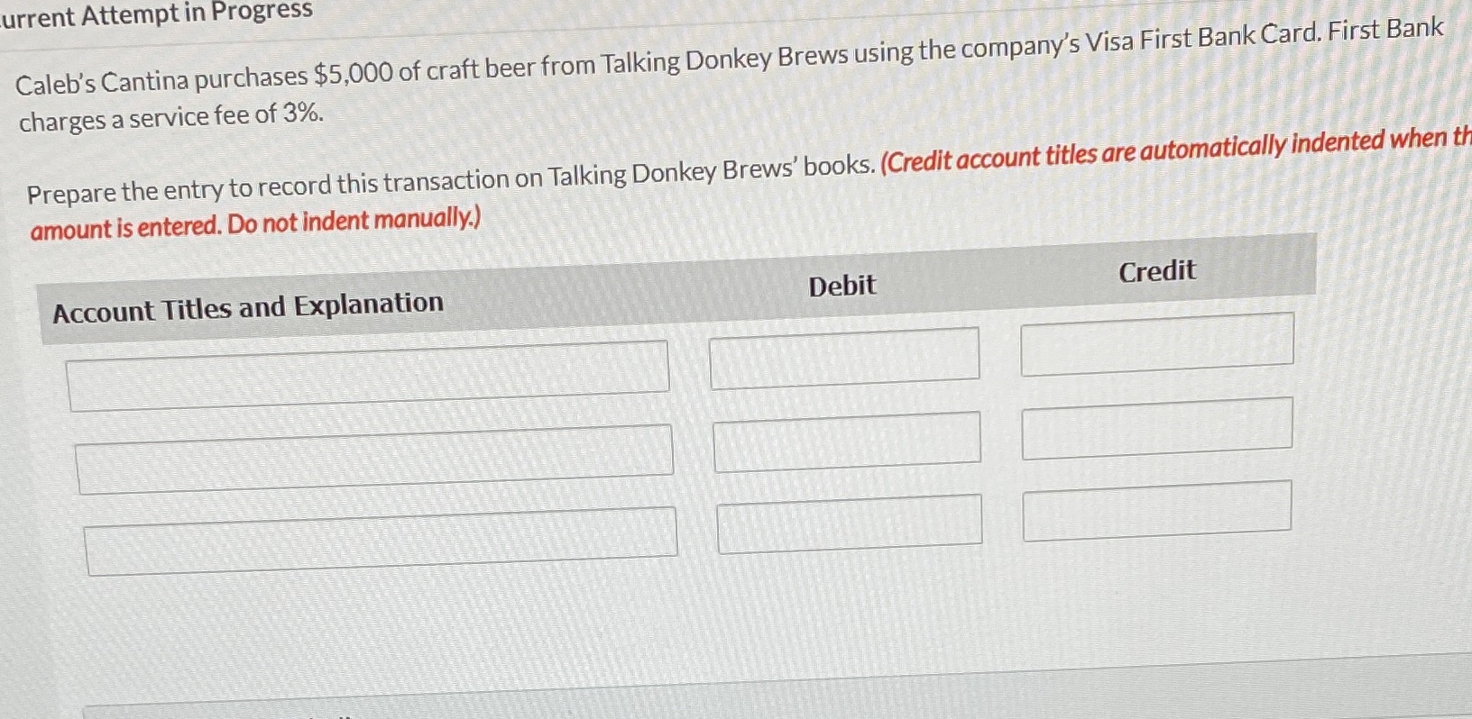 urrent Attempt in Progress Caleb's Cantina