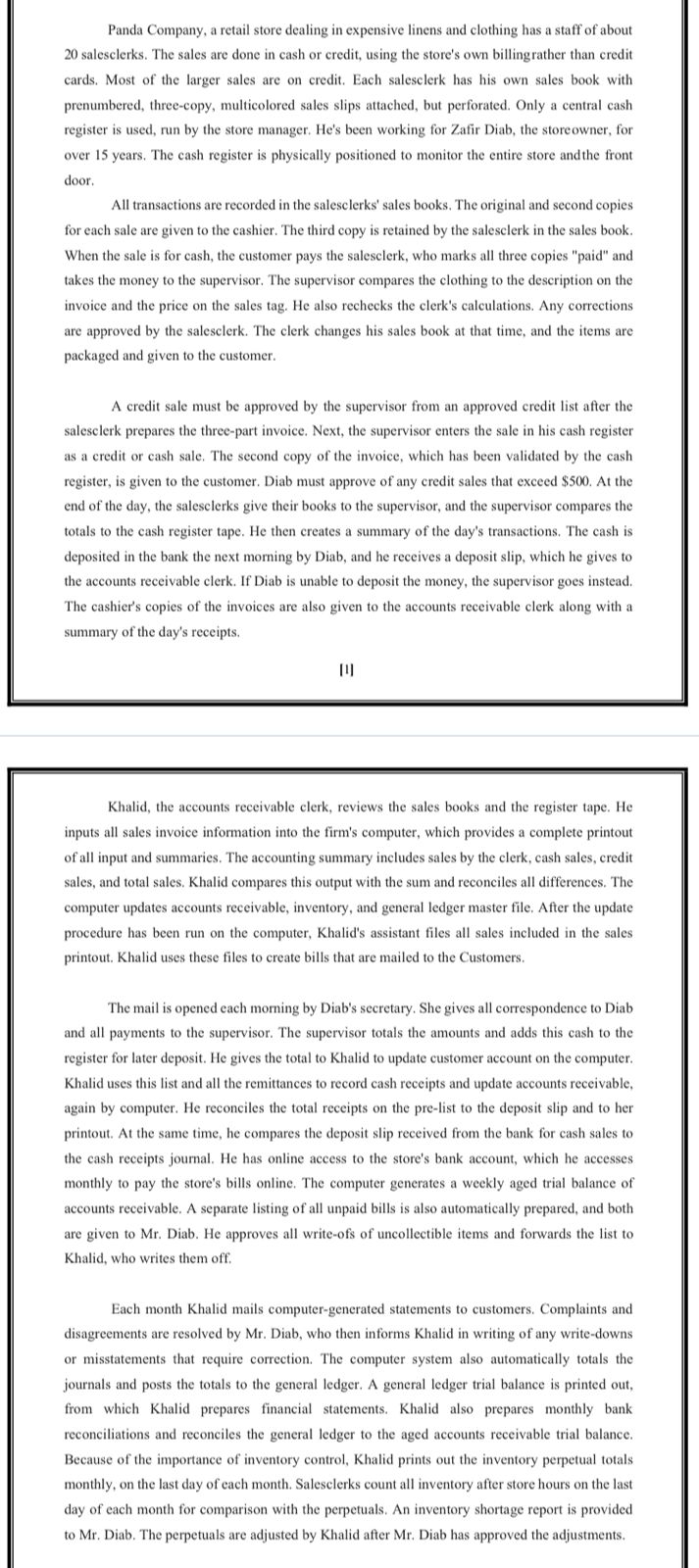 Panda Company, a retail store dealing in