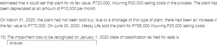 estimated that it could sell that plant for its