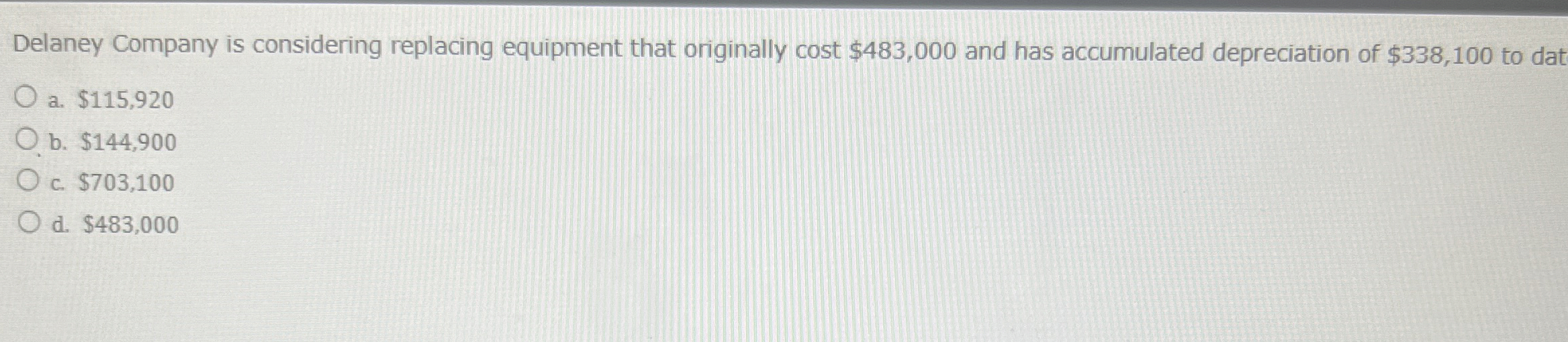 Delaney Company is considering replacing