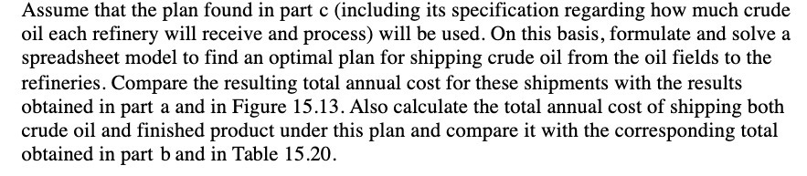 Assume that the plan found in part c (including