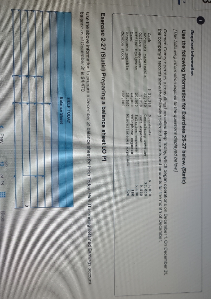 Required information Use the following