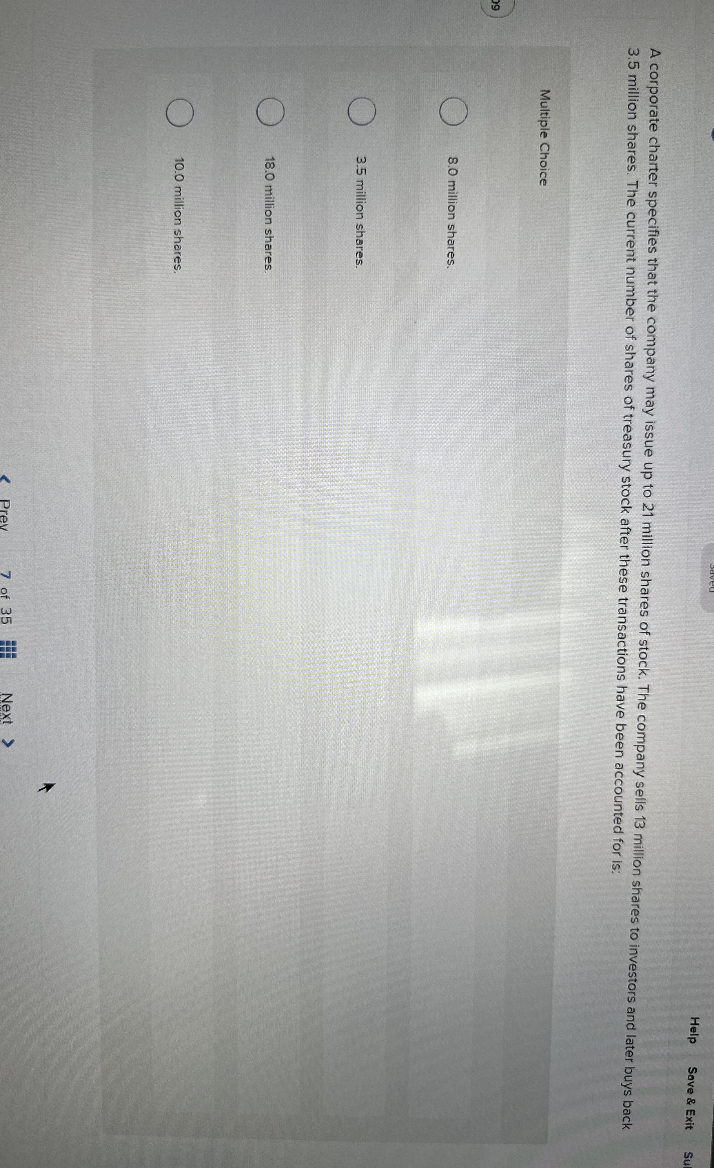 Help Save & Exit A corporate charter specifies