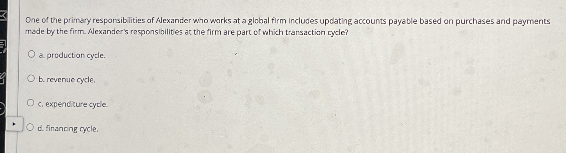 One of the primary responsibilities of Alexander