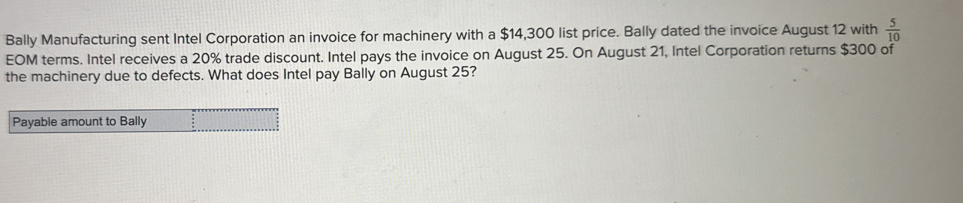 Bally Manufacturing sent Intel Corporation an