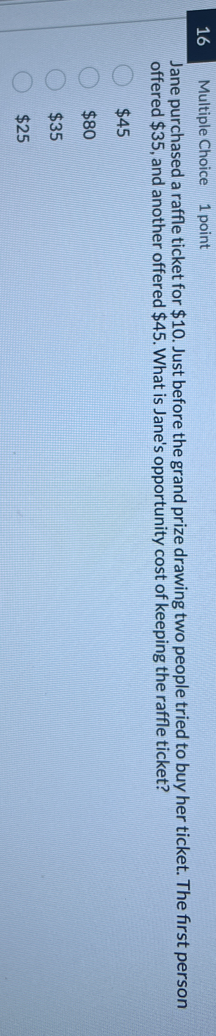 1 6 Multiple Choice 1 point Jane purchased a