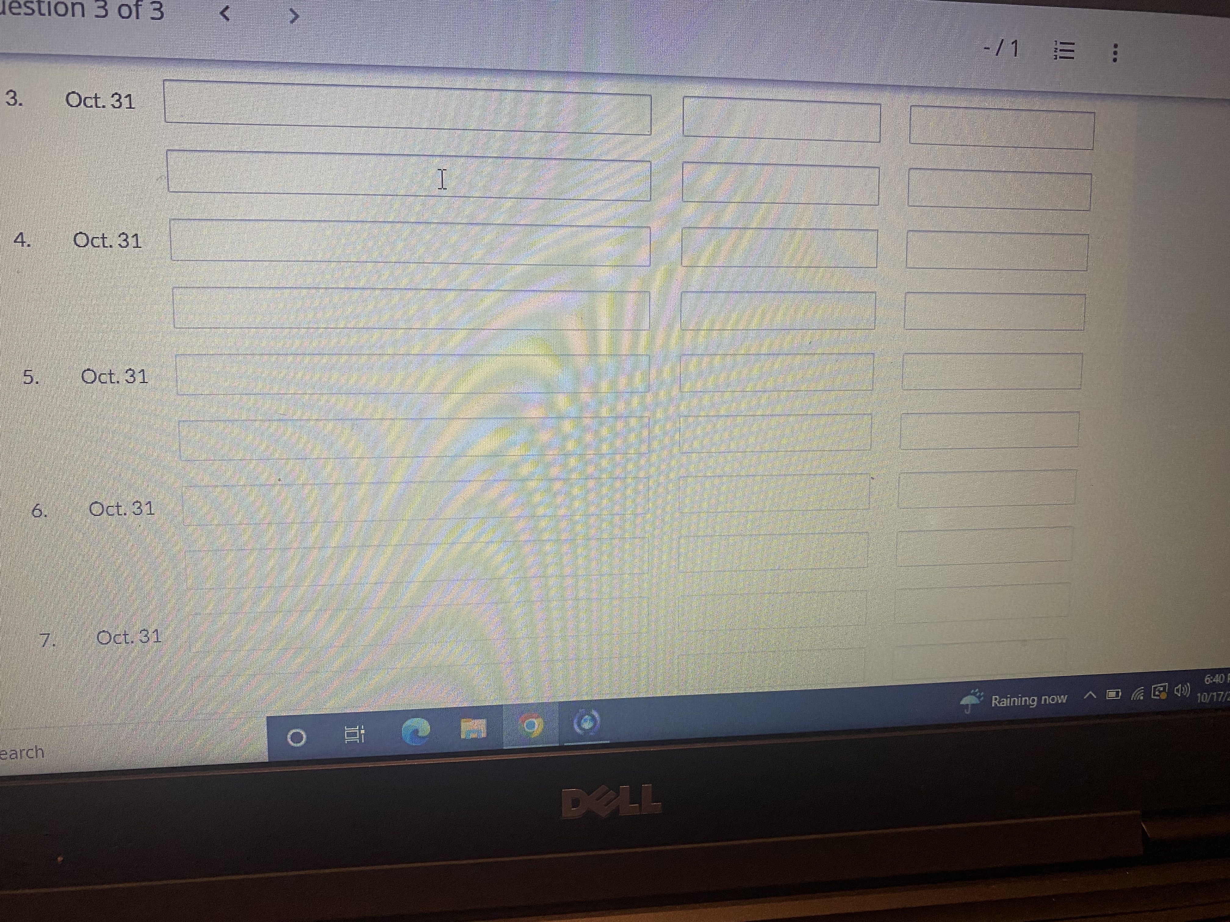 Question 3 of 3 - /1 E ... No. Date Account