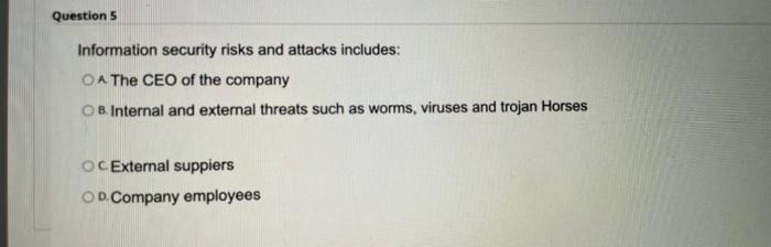 Question 5 Information security risks and attacks