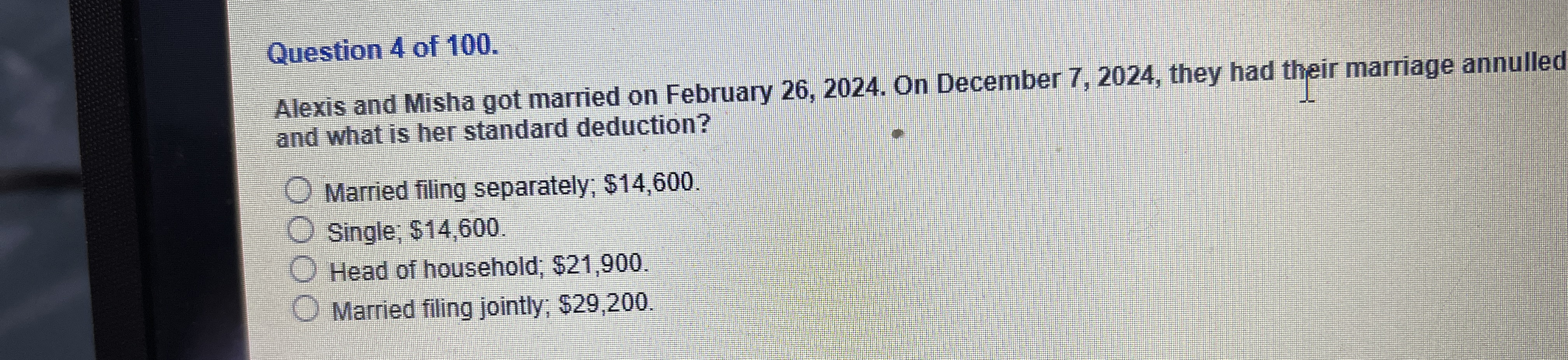 Question 4 of 1 0 0 . Alexis and Misha got