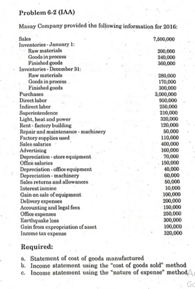 Answer what is required on problem 6-2,6-3 and