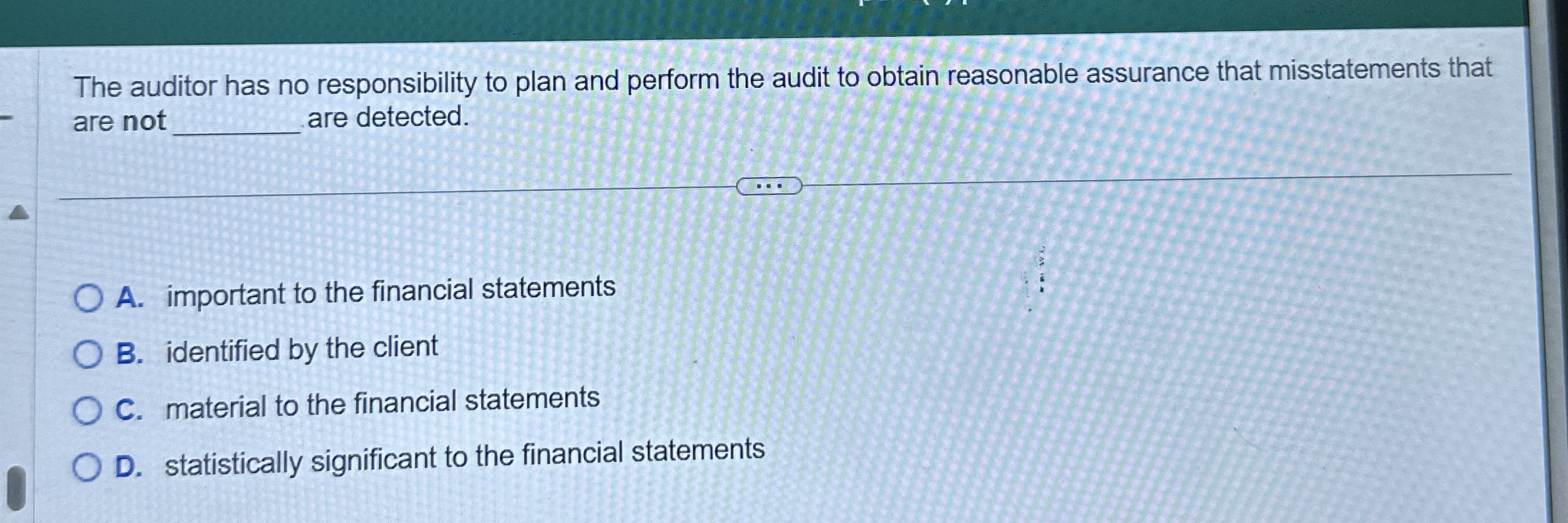 The auditor has no responsibility to plan and