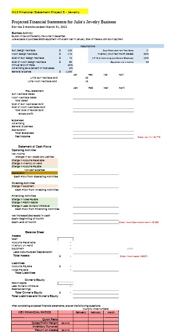 W13 Financial Statement Project 9 - Jewelry