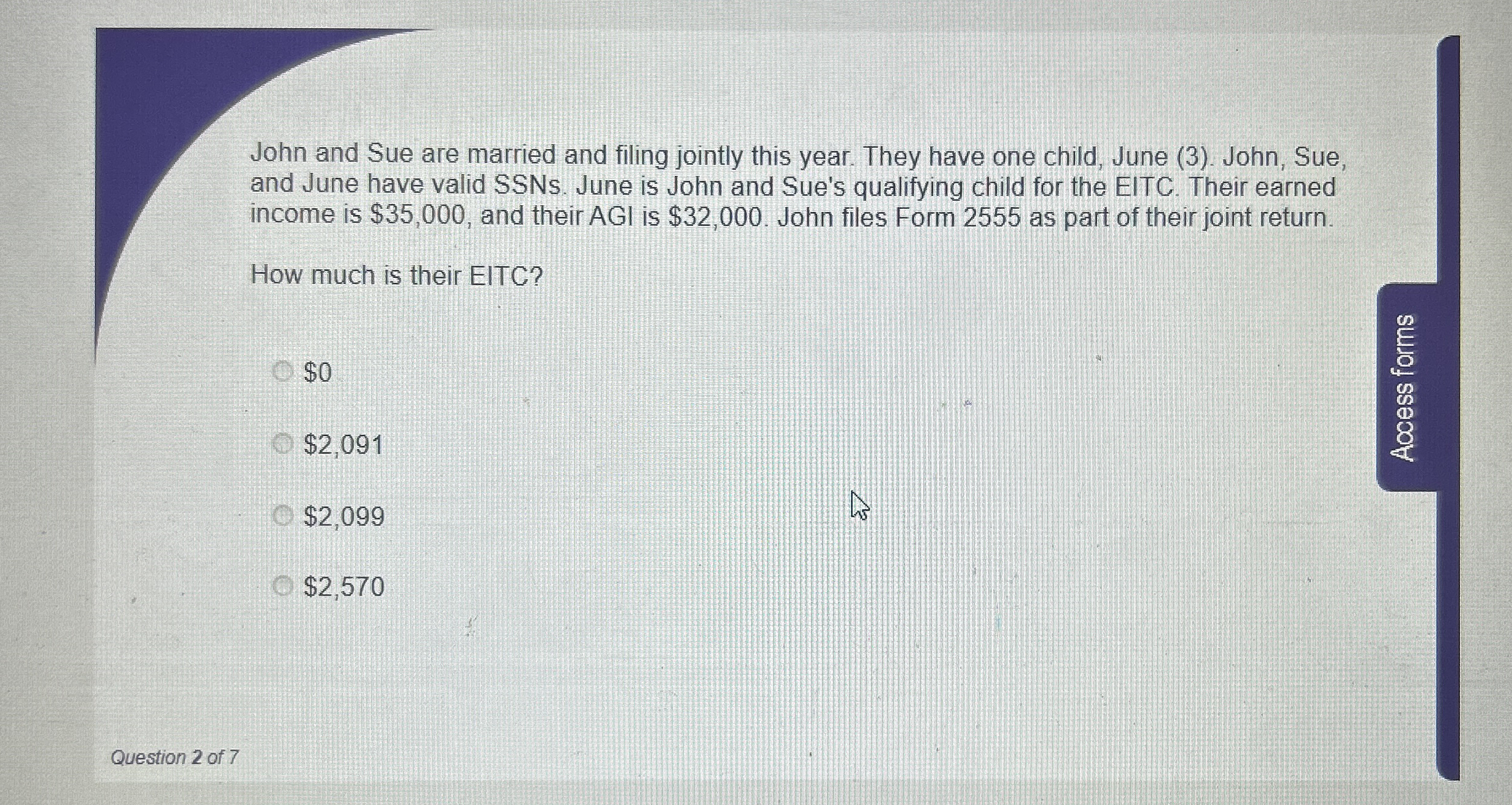 John and Sue are married and filing jointly this