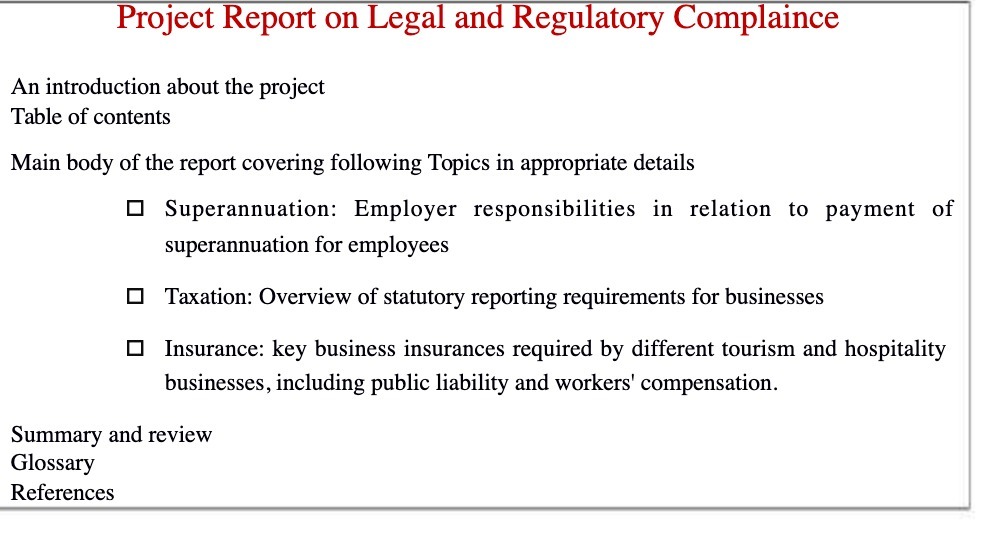 Project Report on Legal and Regulatory Complaince
