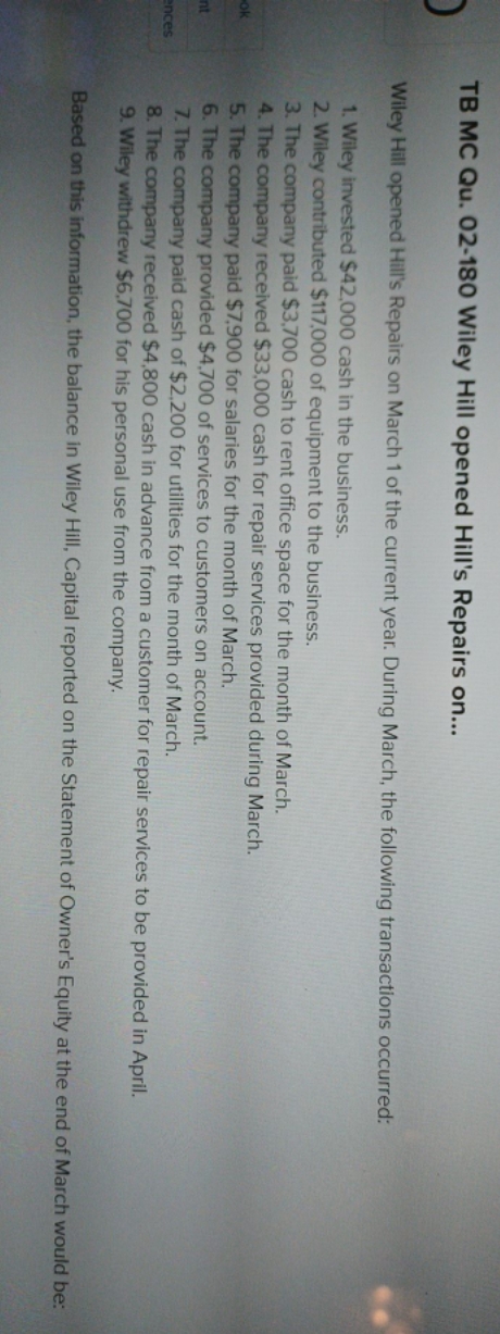 No comment TB MC Qu. 02-180 Wiley Hill opened