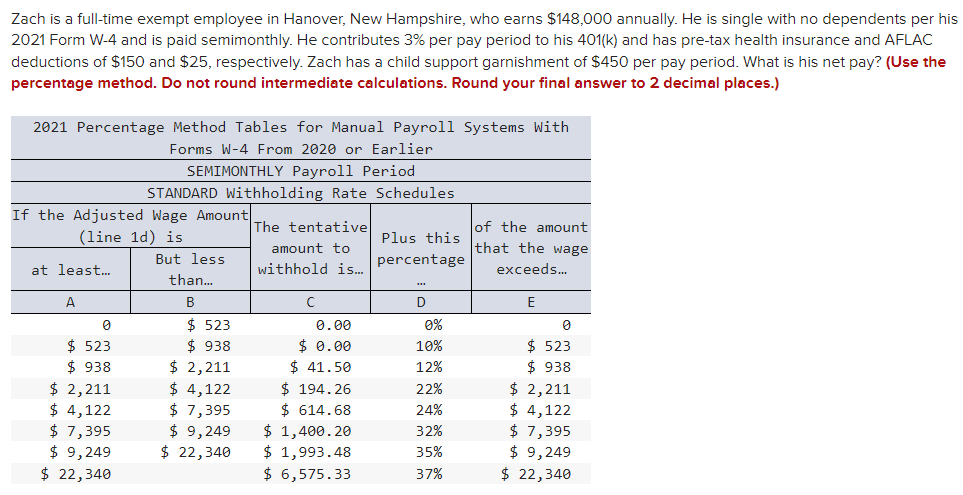 Zach is a full-time exempt employee in Hanover,