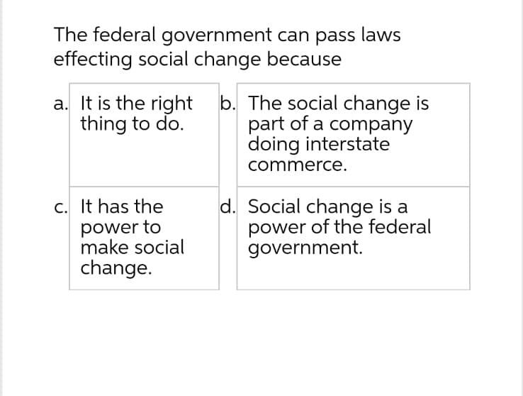 The federal government can pass laws effecting