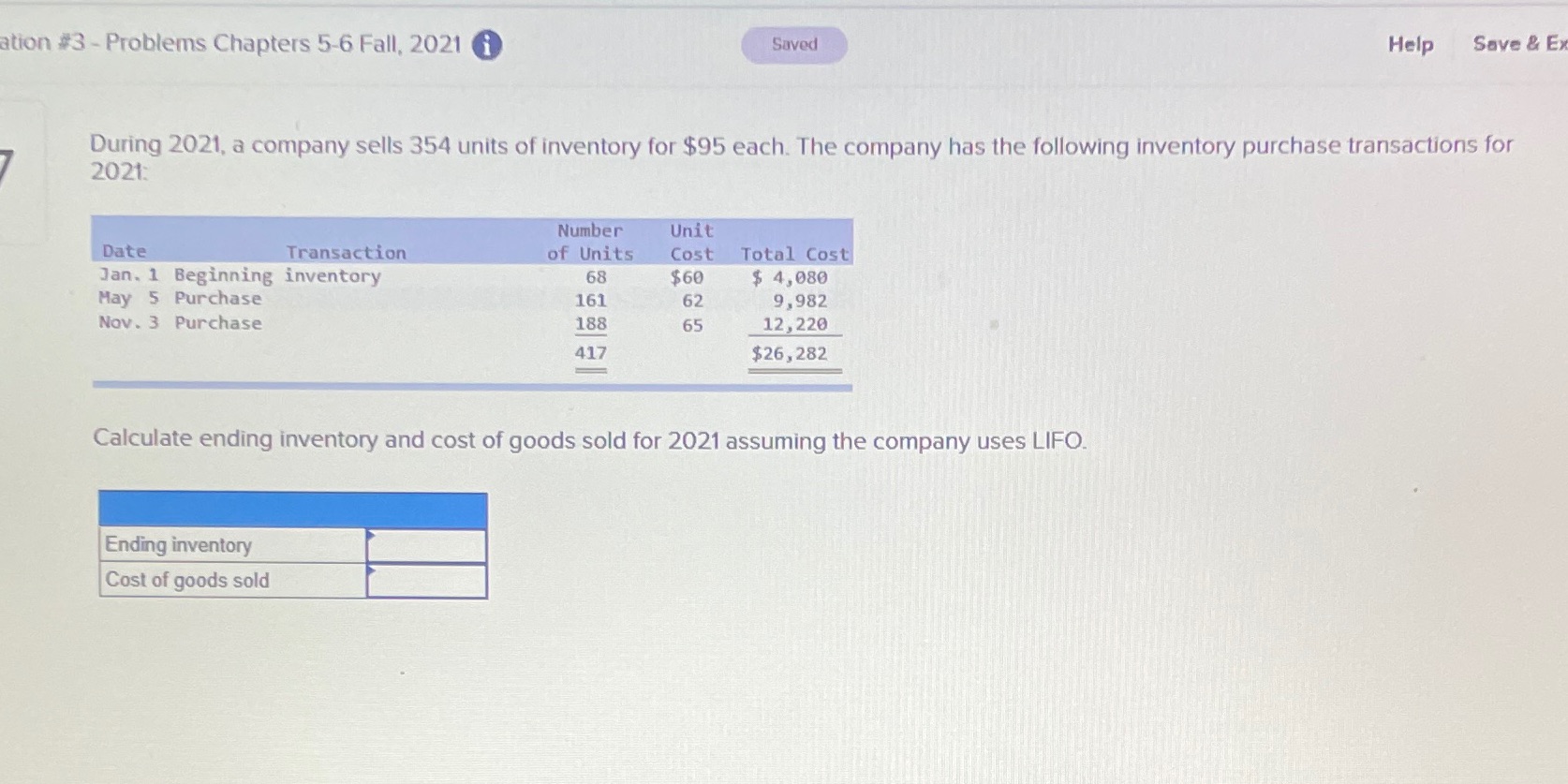ation #3 - Problems Chapters 5-6 Fall, 2021 Saved