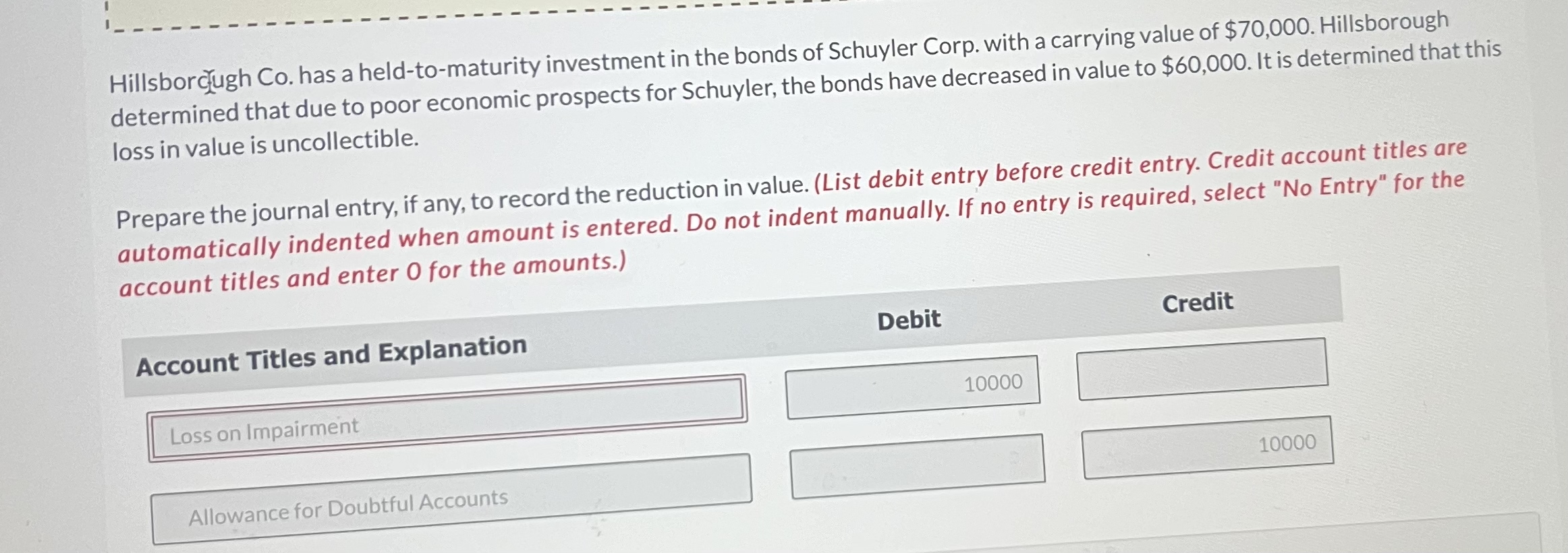 Hillsborc ugh Co . has a held - to - maturity