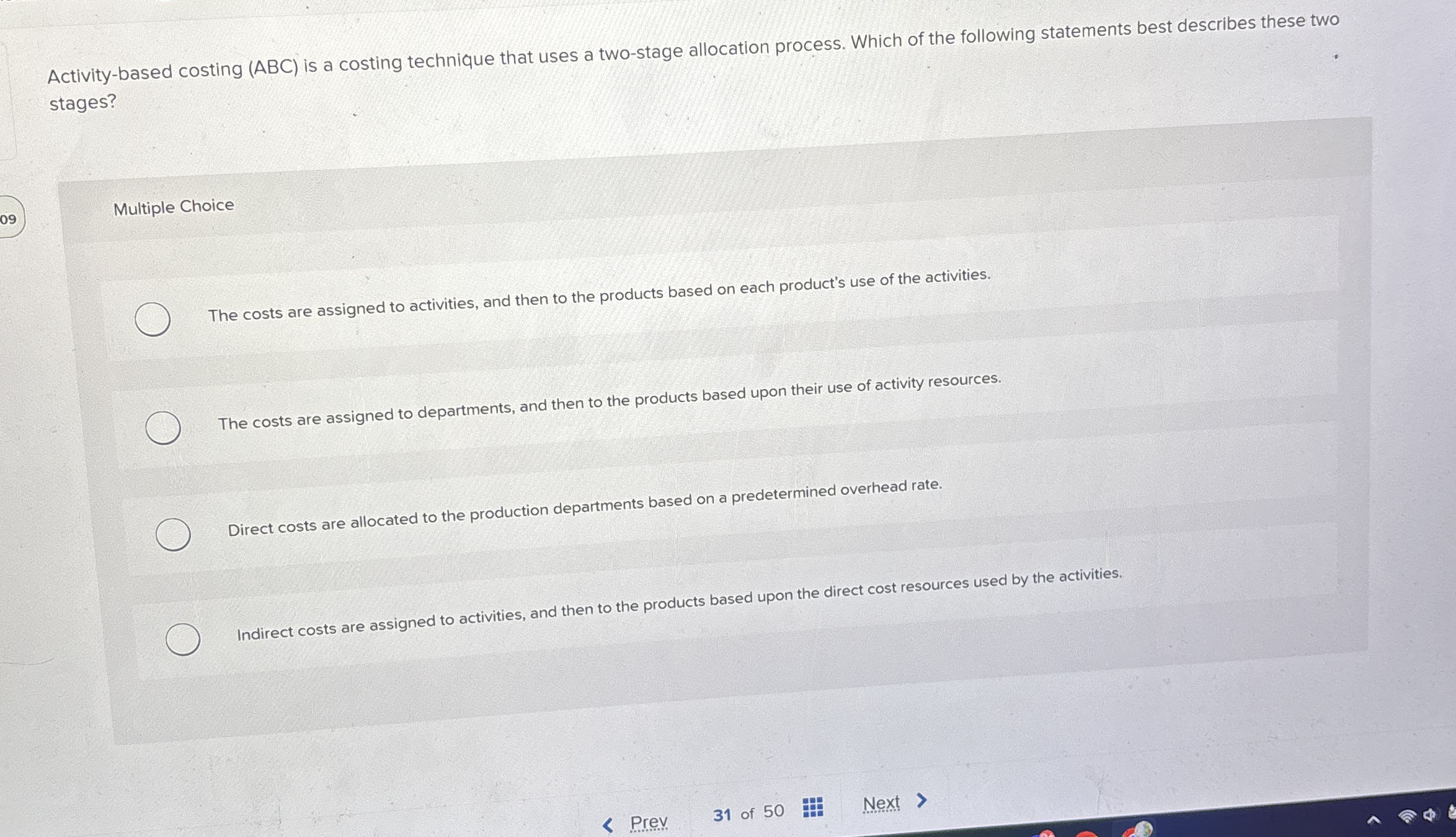 Activity - based costing ( A B C ) is a costing