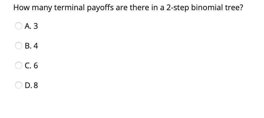 How many terminal payoffs are there in a 2-step