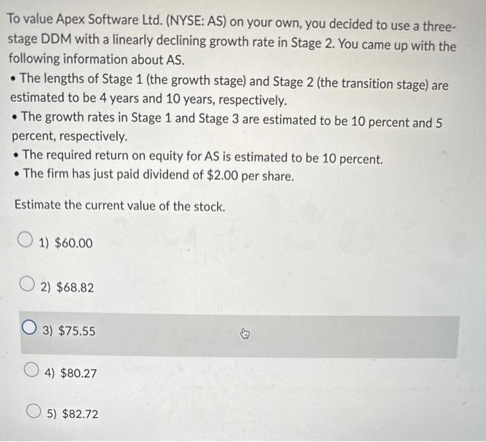 To value Apex Software Ltd. (NYSE: AS) on your