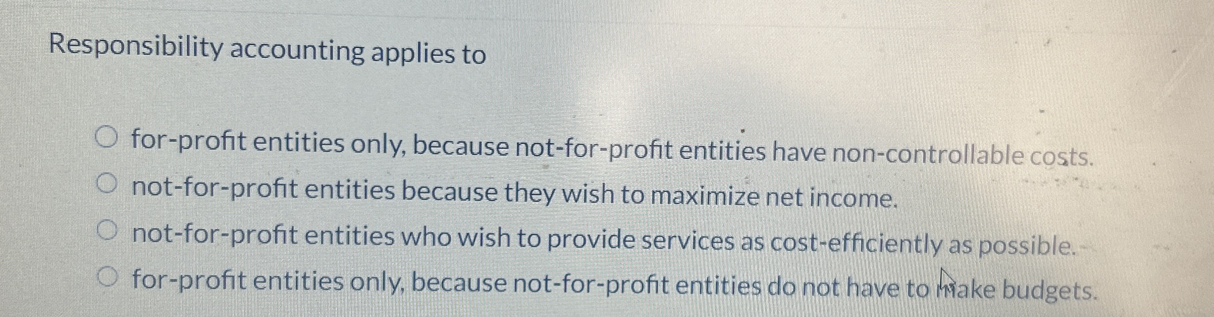 Responsibility accounting applies to for - profit