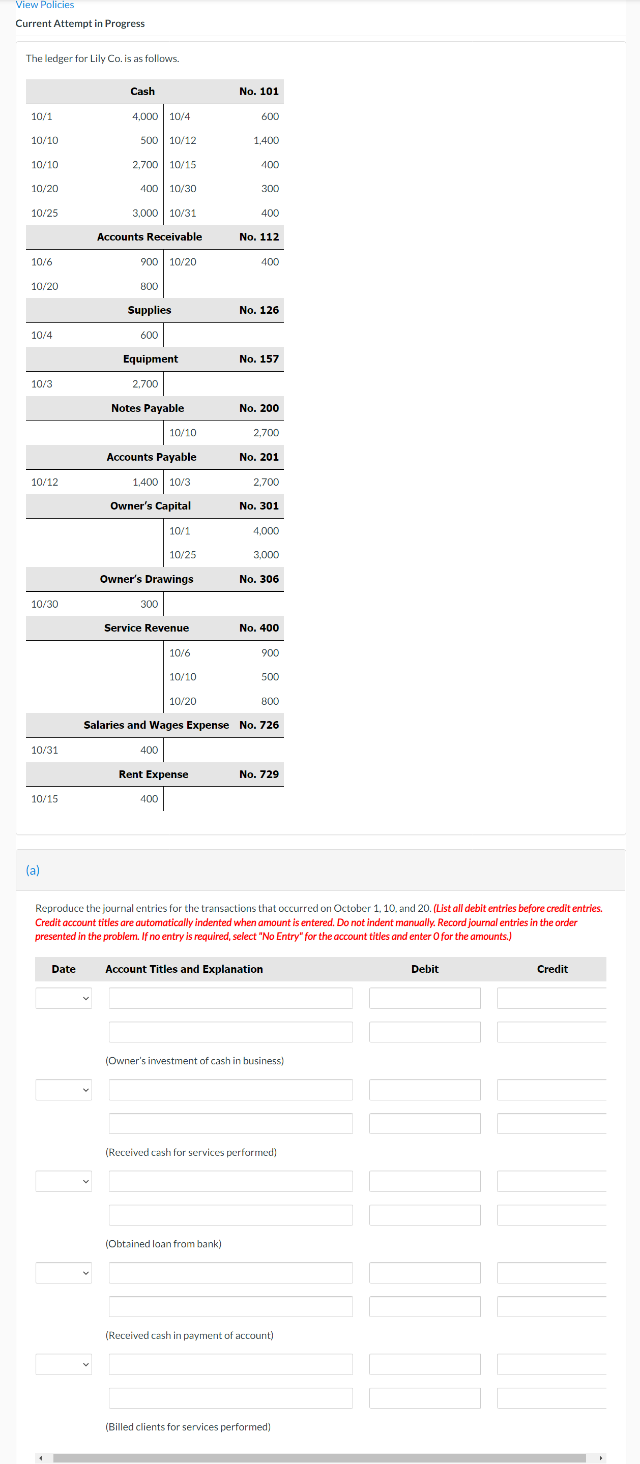 View Policies Current Attempt in Progress The