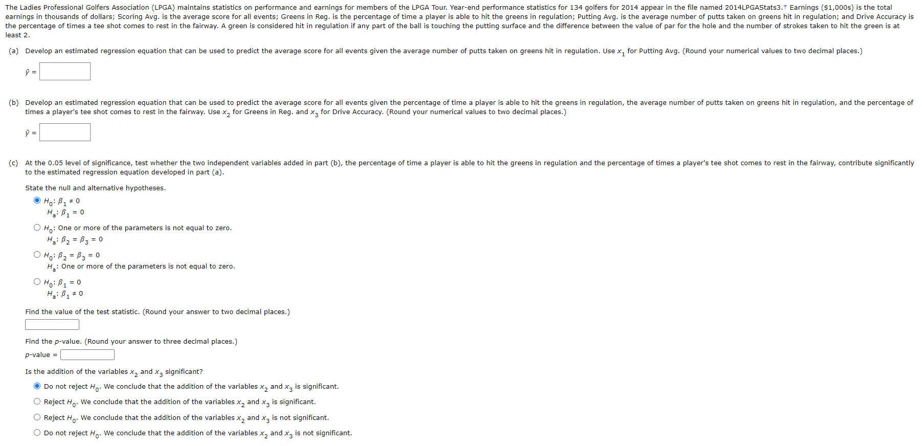 Data file to use is below: The Ladies