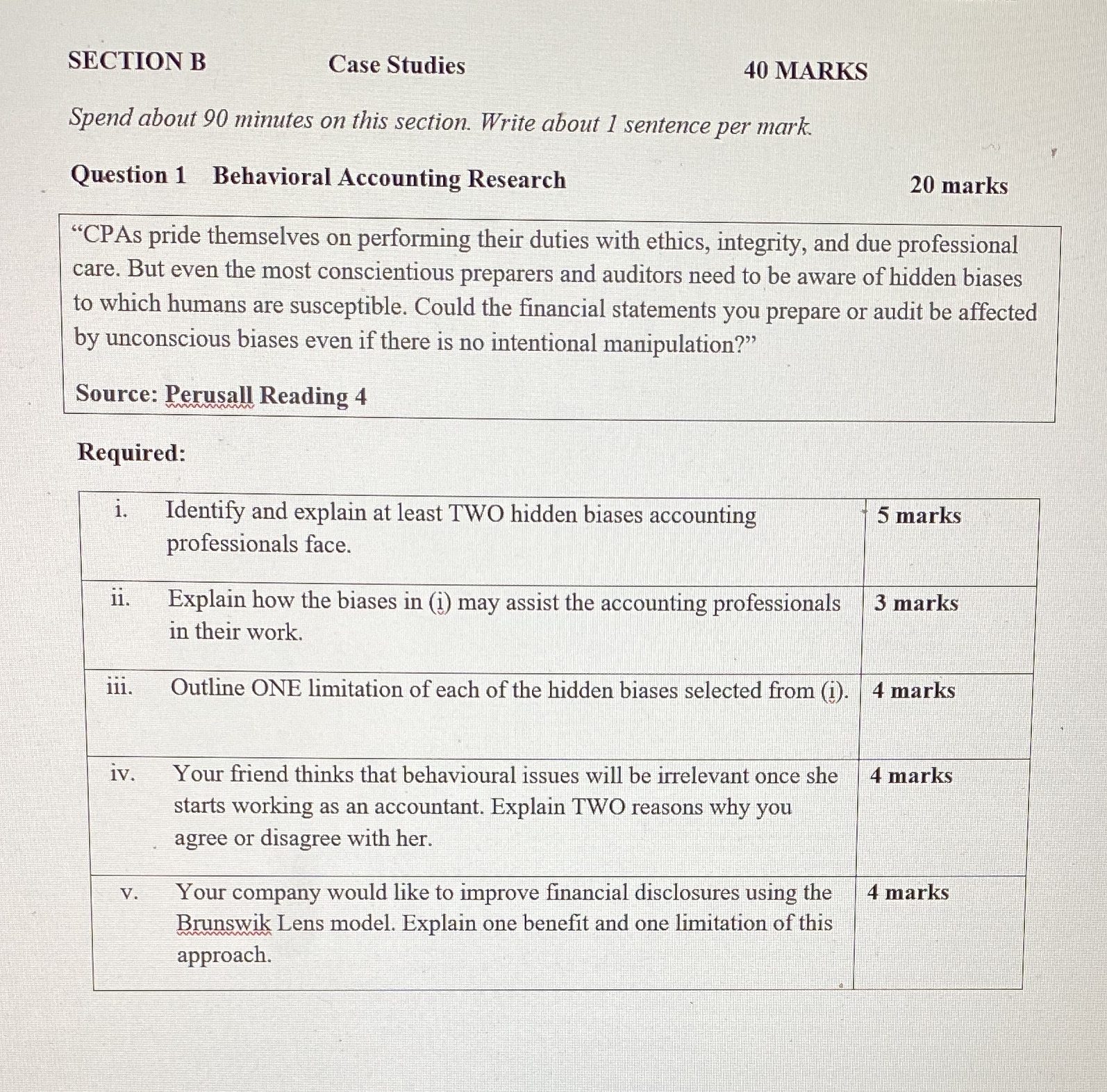 Accounting Theory SECTION B Case Studies 40 MARKS