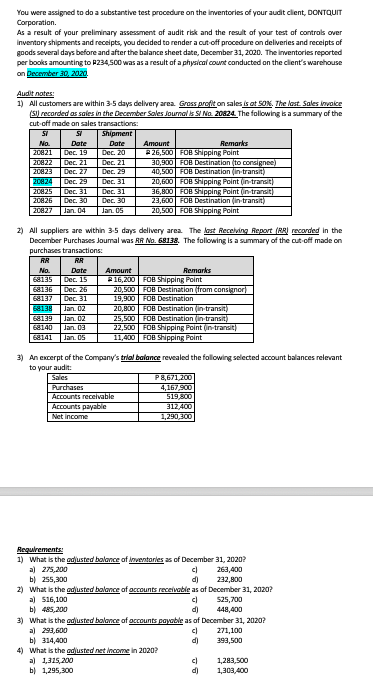 You were assigned to do a substantive test