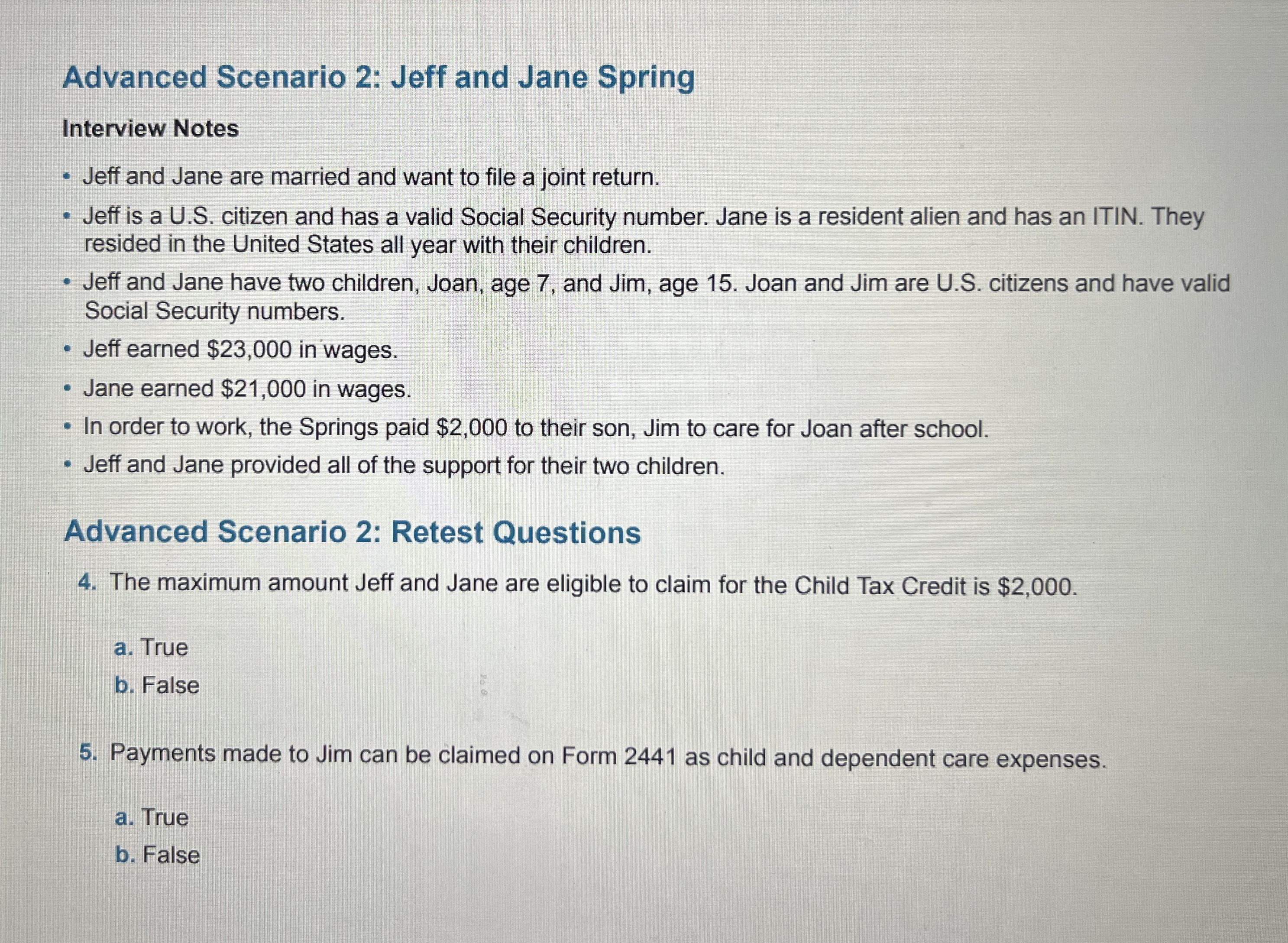 Advanced Scenario 2 : Jeff and Jane Spring