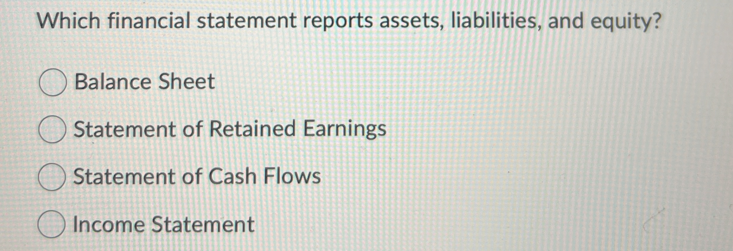 Which financial statement reports assets,