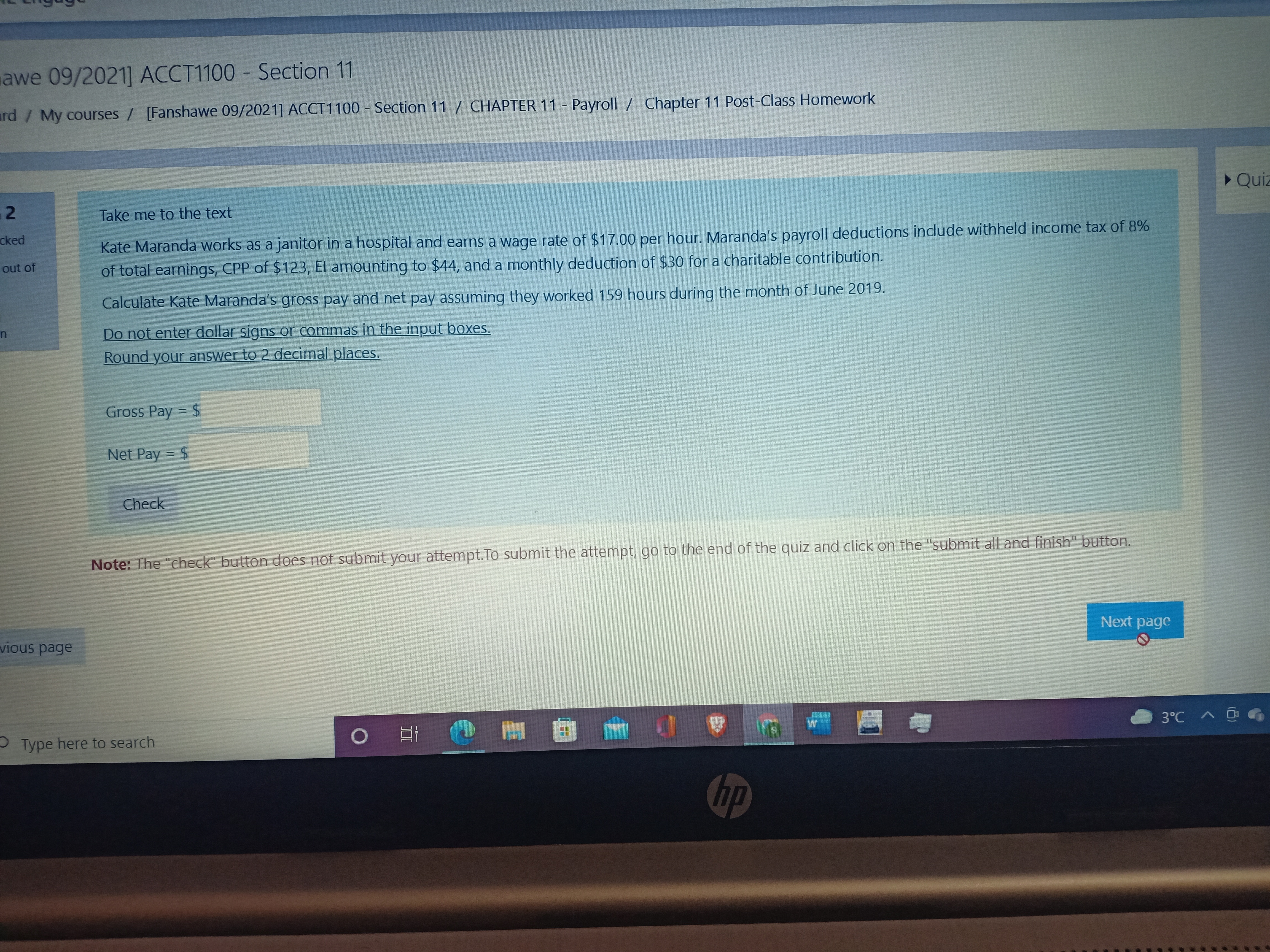 awe 09/2021] ACCT1100 - Section 11 rd / My