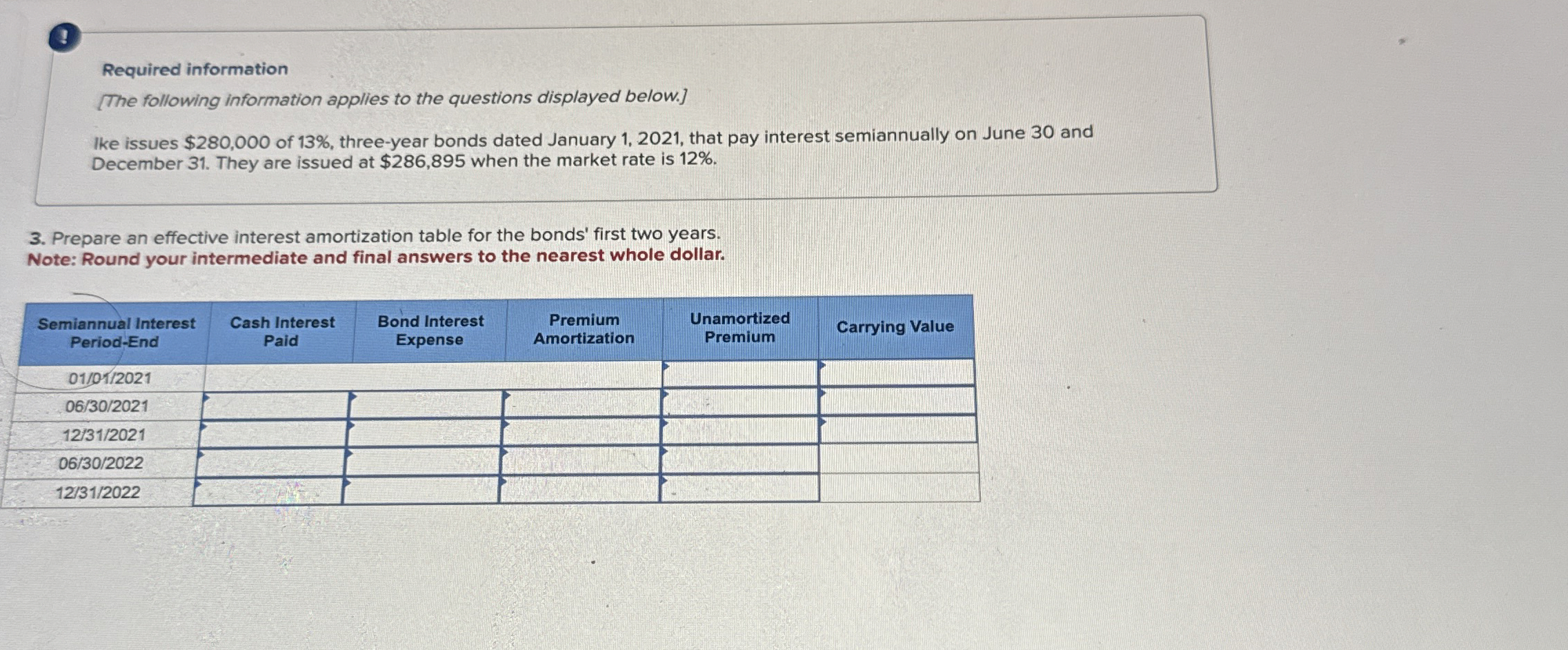 Required information [ The following information