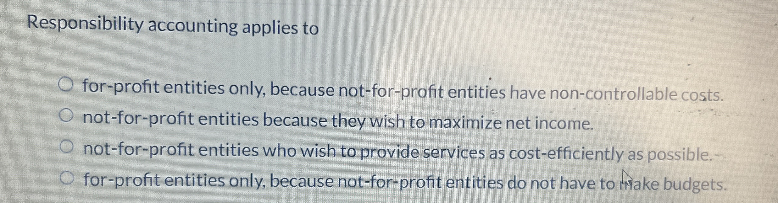 Responsibility accounting applies to for - profit