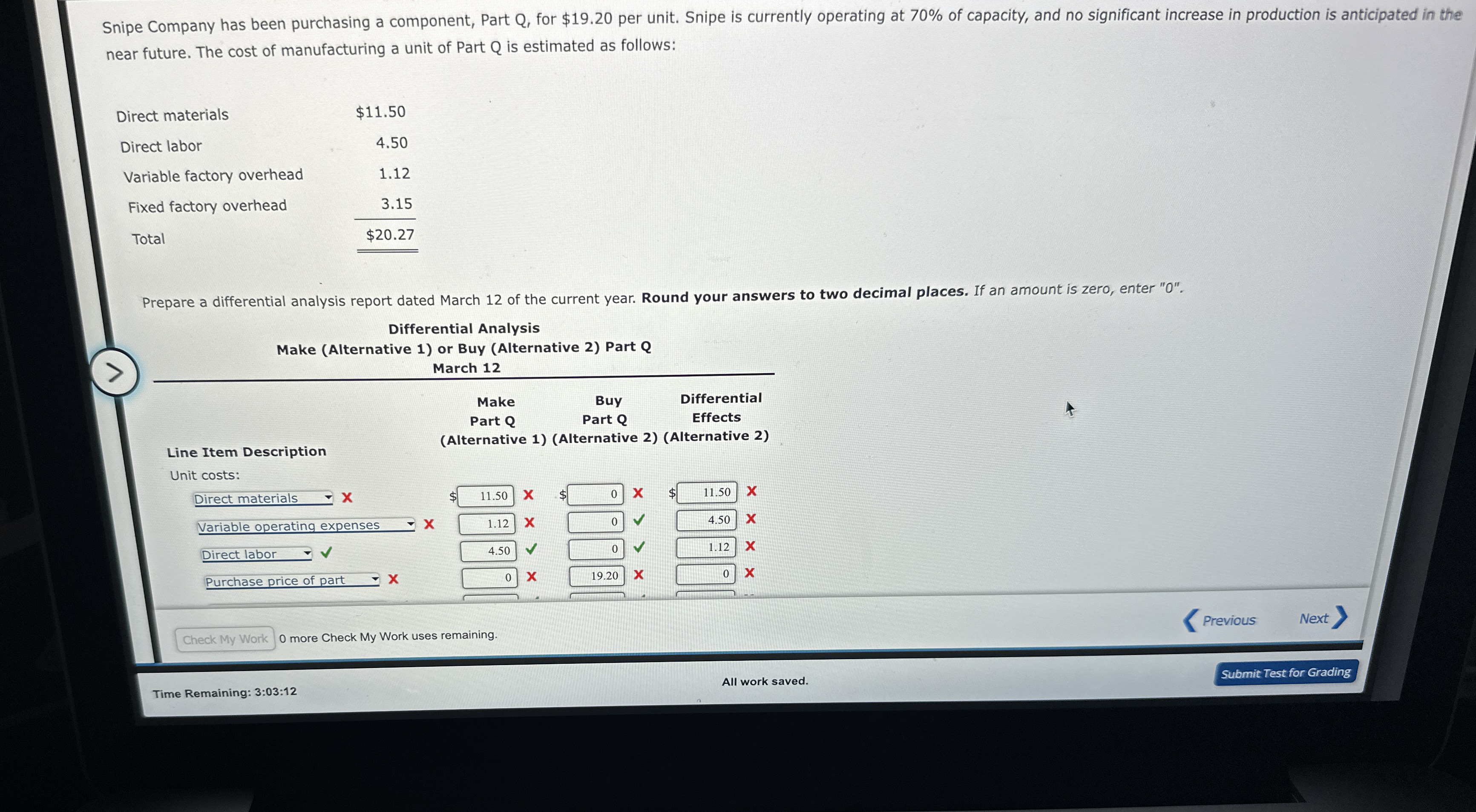 Snipe Company has been purchasing a component,