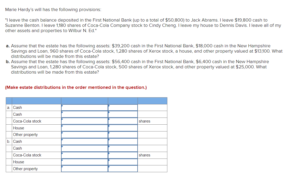 please fill out the table. thank you