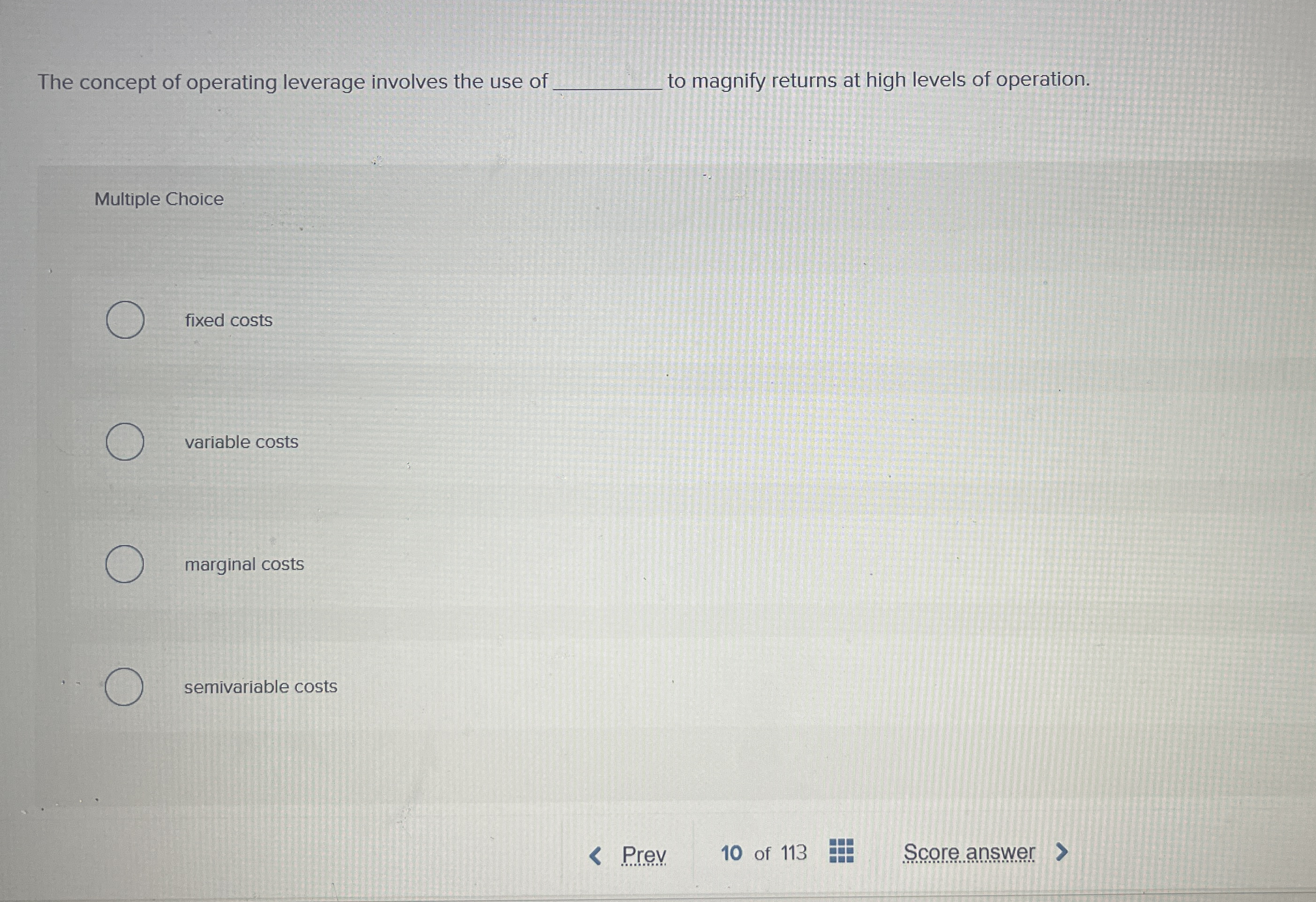 The concept of operating leverage involves the