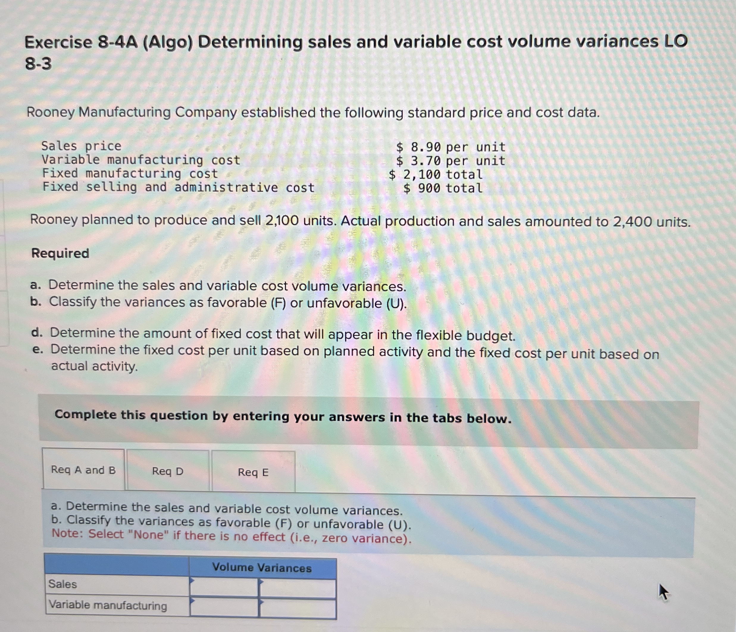 Exercise 8 - 4 A ( Algo ) Determining sales and